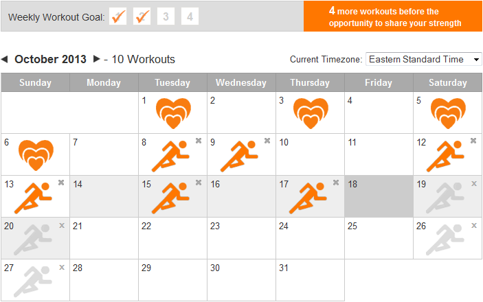 Example Workout Calendar